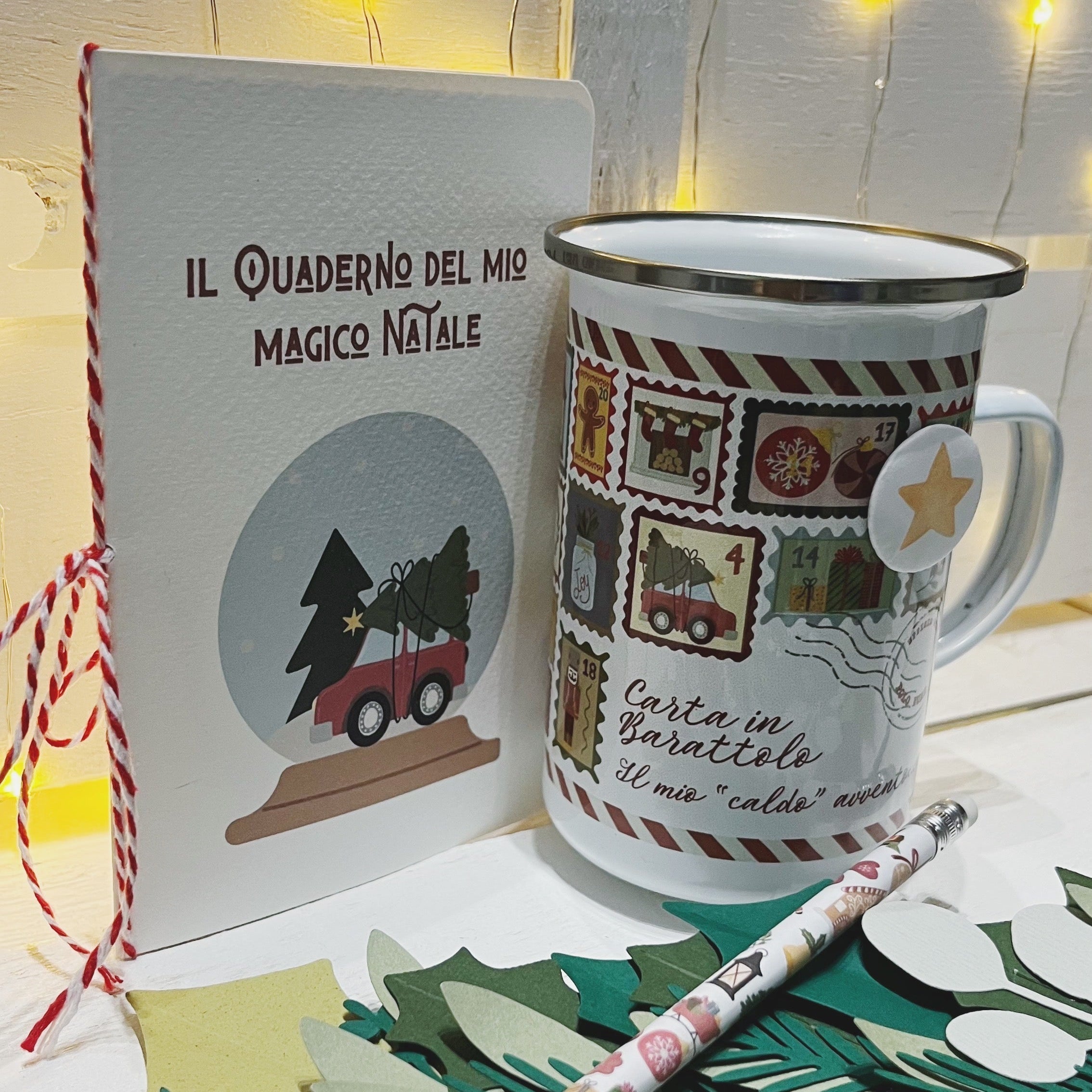 CALENDARIO DELL' AVVENTO: KIT Tazza + Matita & "Il Quaderno del mio magico Natale"