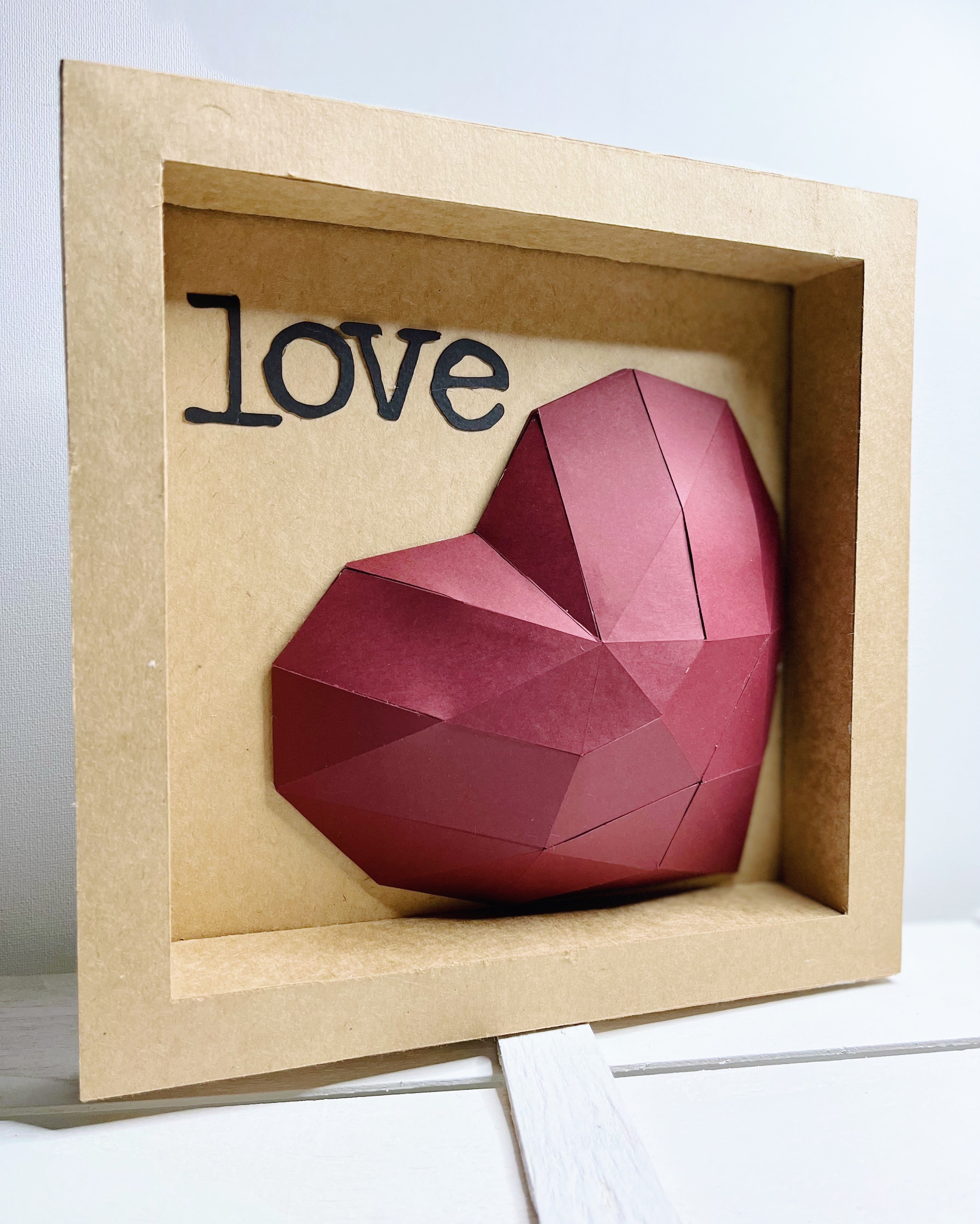 quadro 3D in carta cuore origami scritta love decorazione handmade