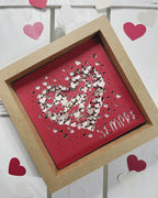 quadro in carta 3D cuore traforato scritta sempre con cornice in carta kraft