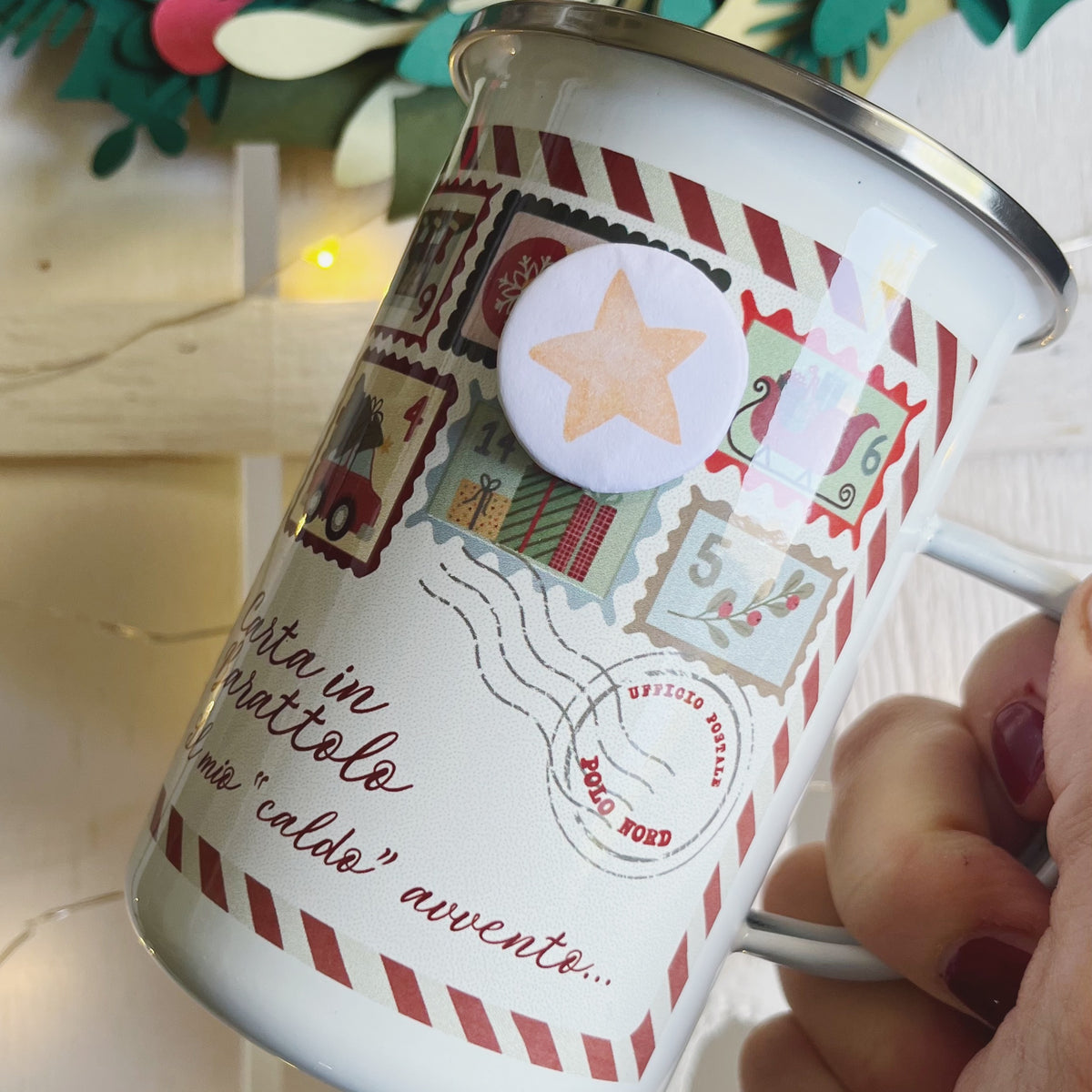 Dettaglio della tazza calendario dell'Avvento personalizzata Carta in Barattolo